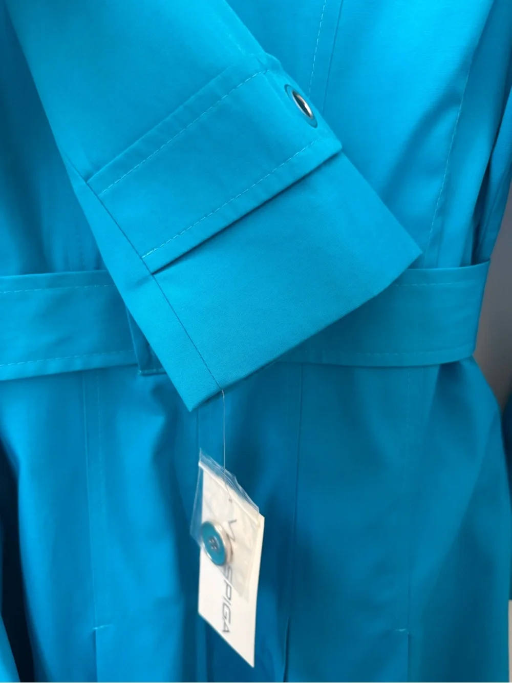 NEW WITH TAGS! Turquoise double breasted Via Spiga Raincoat jacket, Sz M - Picture 2 of 7